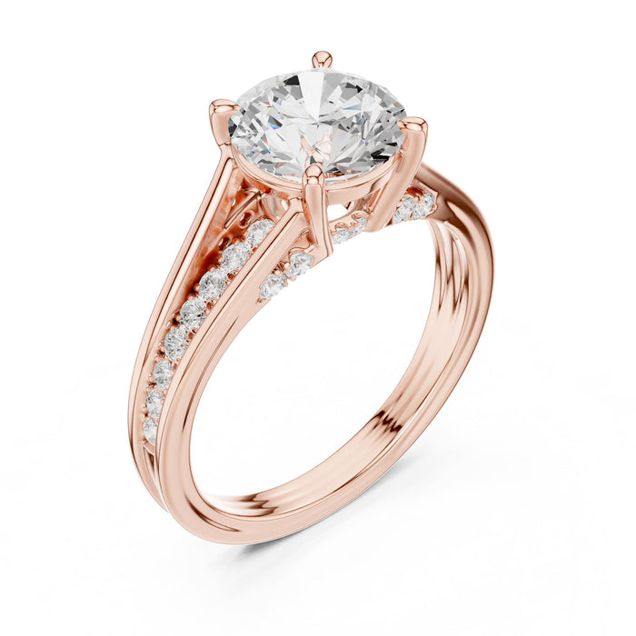 Round Lab Grown Diamond Split-Shank Engagement Ring rose gold video