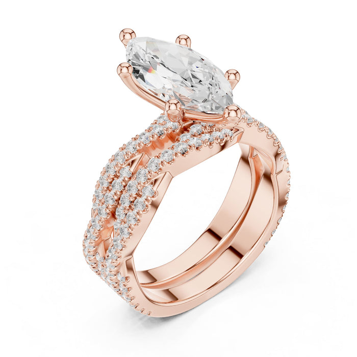 Marquise Lab Grown Diamond Split-Shank Engagement Ring rose gold video