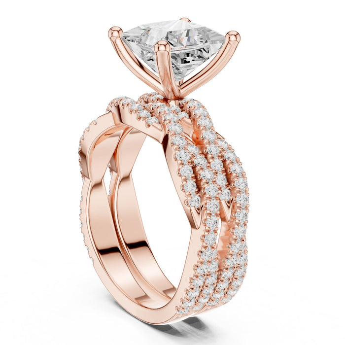 Princess Lab Grown Diamond Split-Shank Engagement Ring yellow gold video