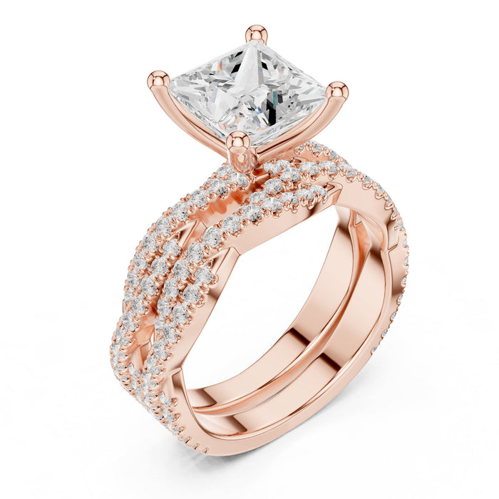 Princess Lab Grown Diamond Split-Shank Engagement Ring rose gold video