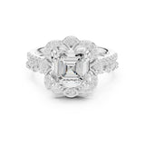 Asscher Lab Grown Diamond Halo Engagement Ring