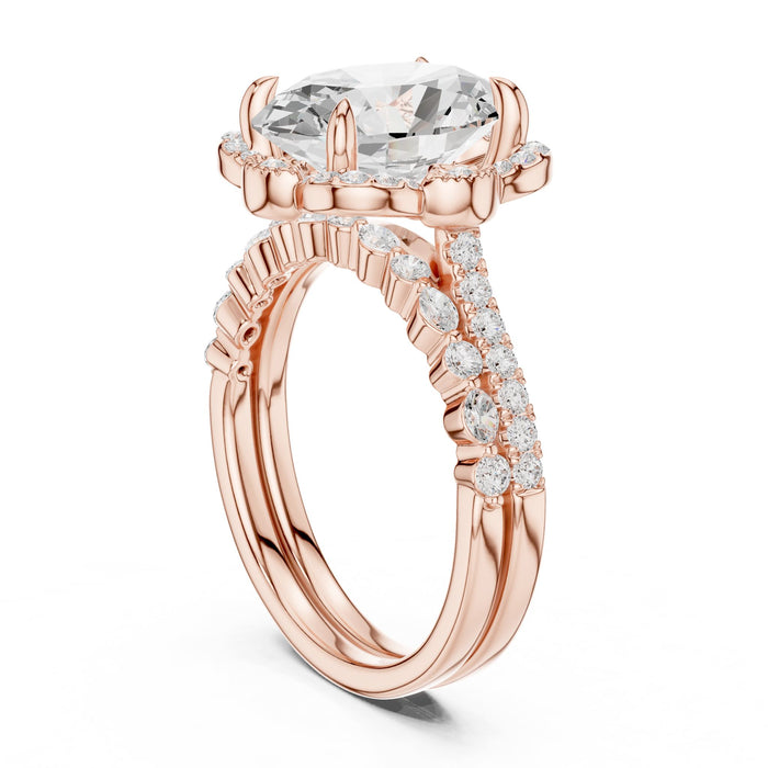 Oval Lab Grown Diamond Halo Engagement Ring yellow gold video