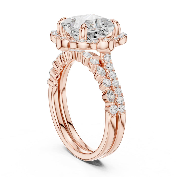 Princess Lab Grown Diamond Halo Engagement Ring yellow gold video