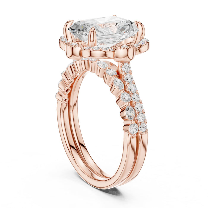 Radiant Lab Grown Diamond Halo Engagement Ring yellow gold video