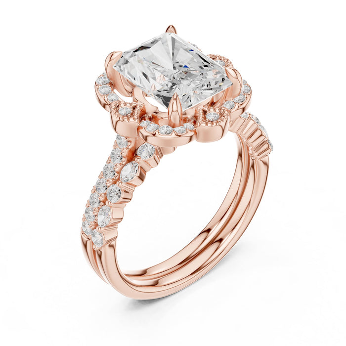 Radiant Lab Grown Diamond Halo Engagement Ring rose gold video