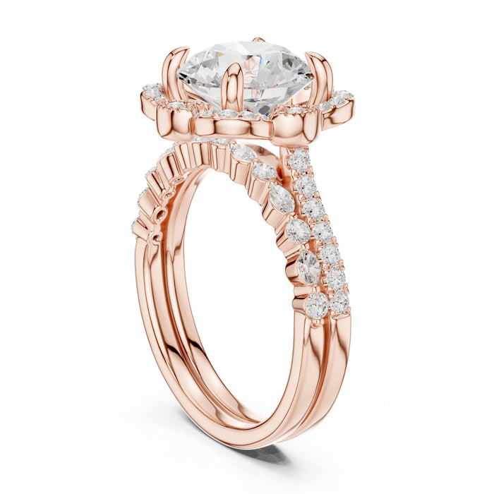 Round Lab Grown Diamond Halo Engagement Ring yellow gold video