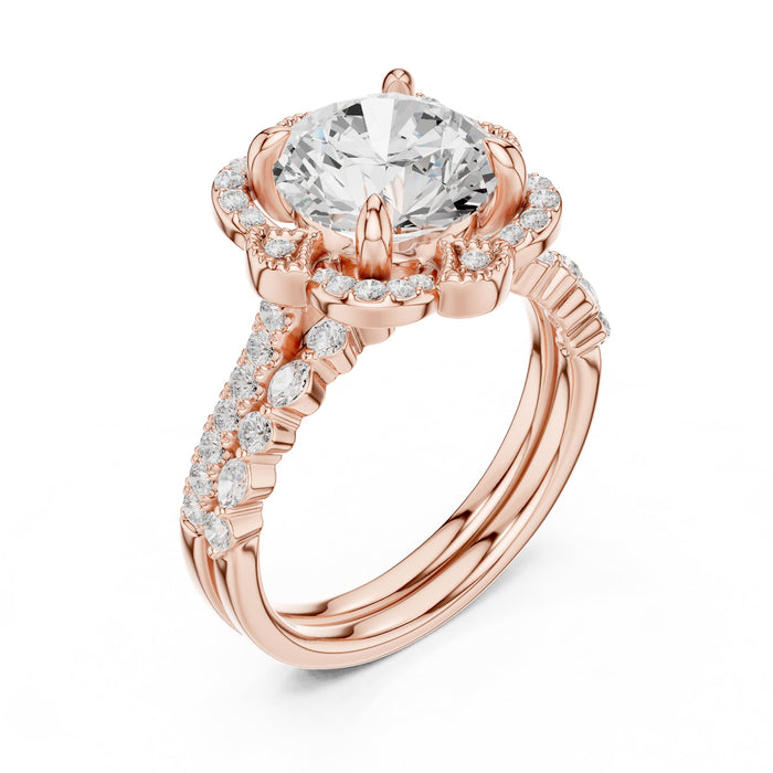 Round Lab Grown Diamond Halo Engagement Ring rose gold video