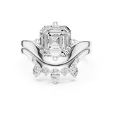 Asscher Lab Grown Diamond Side-Stone Engagement Ring