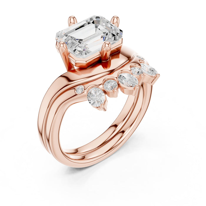 Emerald Lab Grown Diamond Side-Stone Engagement Ring rose gold video