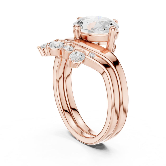 Oval Lab Grown Diamond Side-Stone Engagement Ring yellow gold video