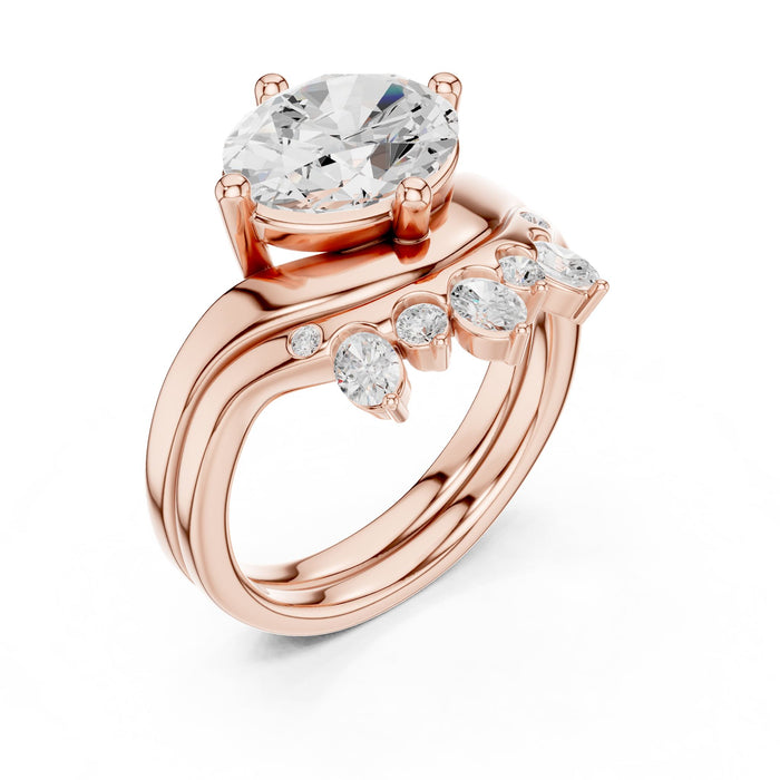 Oval Lab Grown Diamond Side-Stone Engagement Ring rose gold video