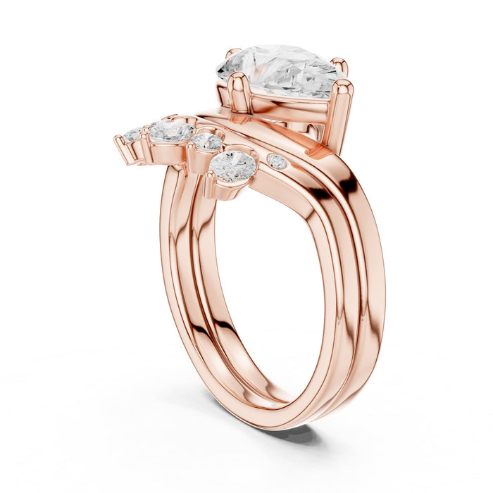 Pear Lab Grown Diamond Side-Stone Engagement Ring yellow gold video