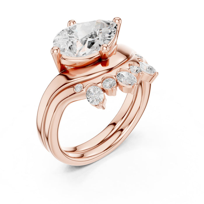 Pear Lab Grown Diamond Side-Stone Engagement Ring rose gold video