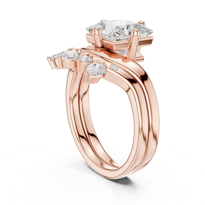 Princess Lab Grown Diamond Side-Stone Engagement Ring yellow gold video