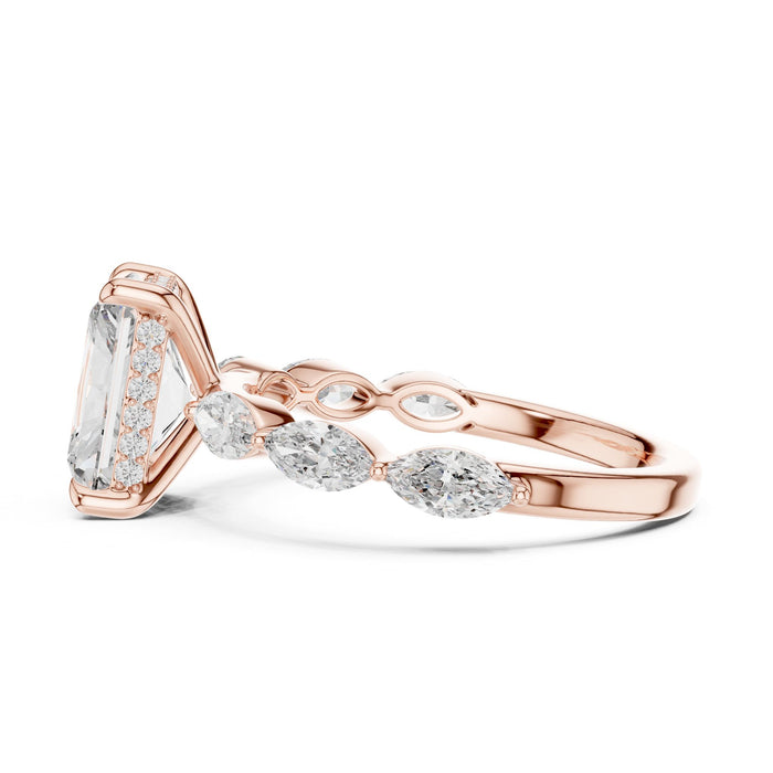 Radiant Lab Grown Diamond Side-Stone Engagement Ring yellow gold video