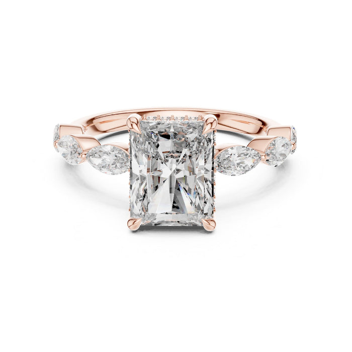 Radiant Lab Grown Diamond Side-Stone Engagement Ring rose gold video