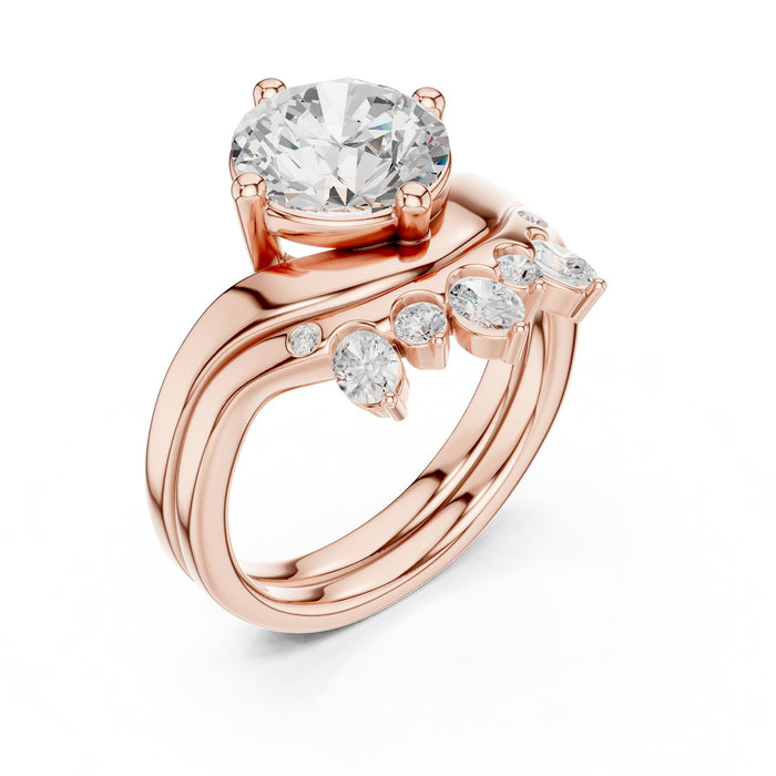 Round Lab Grown Diamond Side-Stone Engagement Ring rose gold video