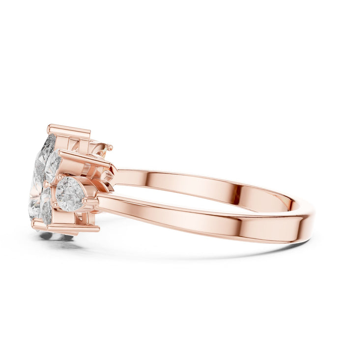 Pear Lab Grown Diamond Cluster Engagement Ring yellow gold video