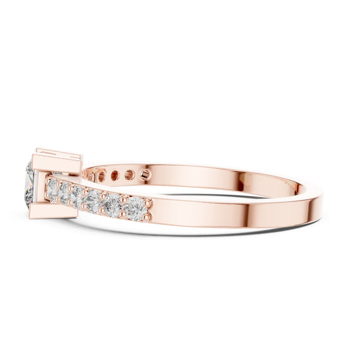 Princess Lab Grown Diamond Pave Engagement Ring yellow gold video