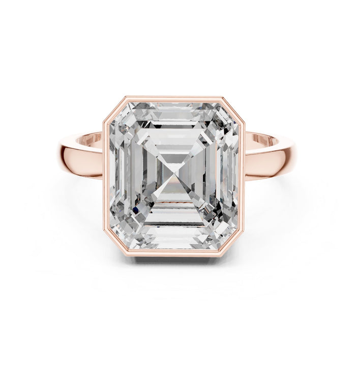 Emerald Lab Grown Diamond Bezel Engagement Ring rose gold video
