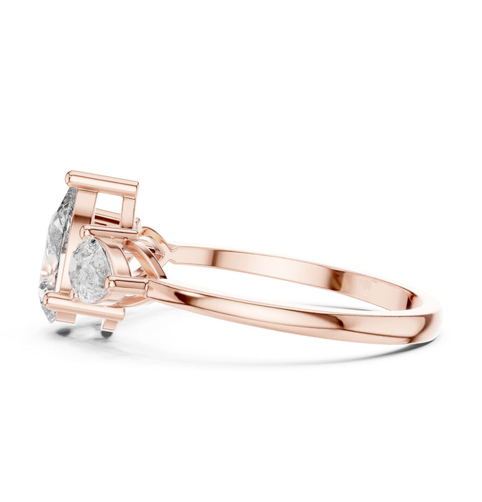 Pear Lab Grown Diamond Three-Stone Engagement Ring yellow gold video