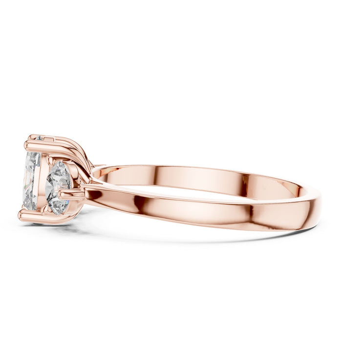 Oval Lab Grown Diamond Three-Stone Engagement Ring yellow gold video