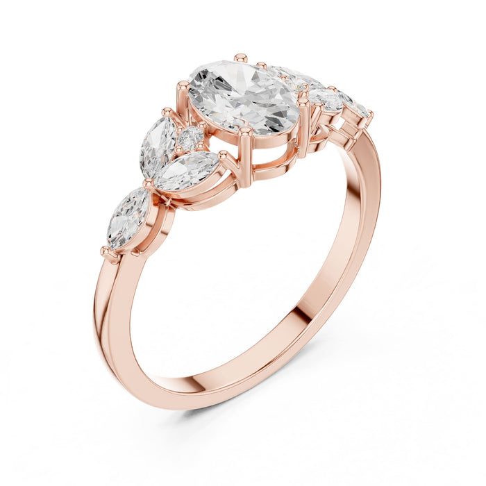 Oval Lab Grown Diamond Three-Stone Engagement Ring rose gold video