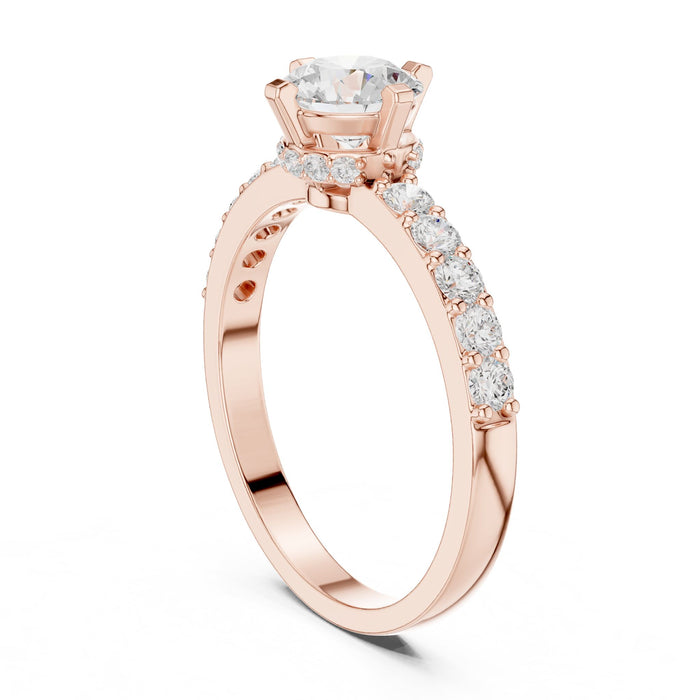 Round Lab Grown Diamond Hidden-Halo Engagement Ring yellow gold video