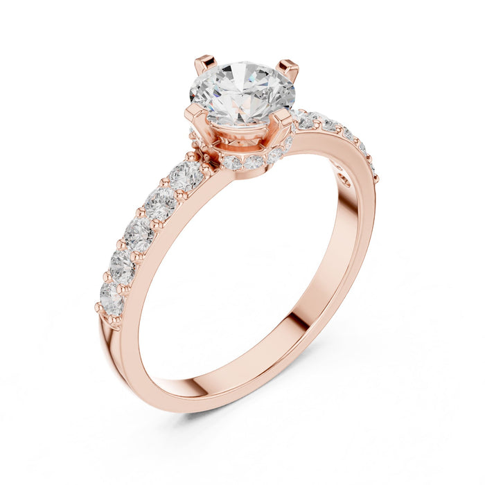 Round Lab Grown Diamond Hidden-Halo Engagement Ring rose gold video