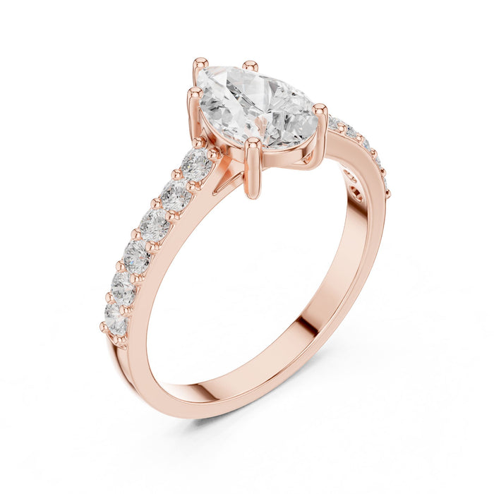 Pear Lab Grown Diamond Side-Stone Engagement Ring rose gold video