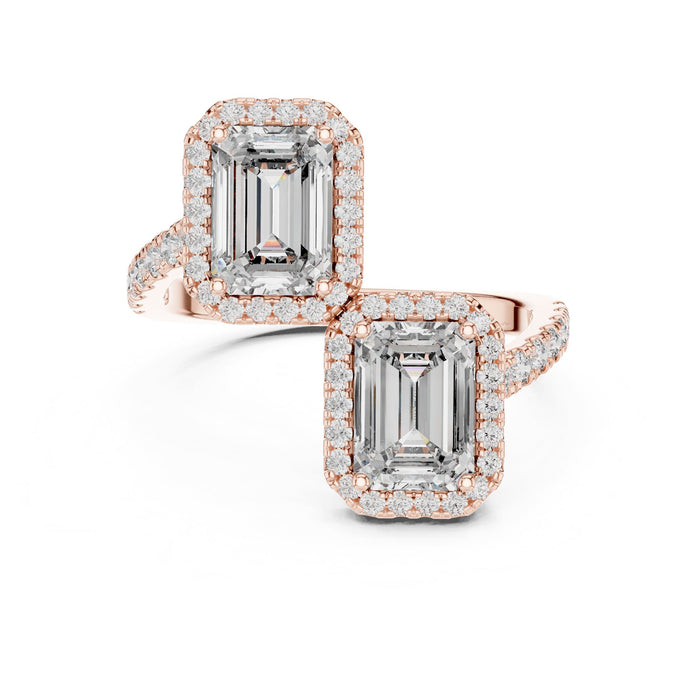 Emerald Lab Grown Diamond Halo Engagement Ring rose gold video