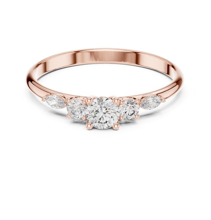 Round Lab Grown Diamond Side-Stone Engagement Ring rose gold video