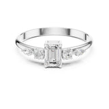 Emerald Lab Grown Diamond Three-Stone Engagement Ring
