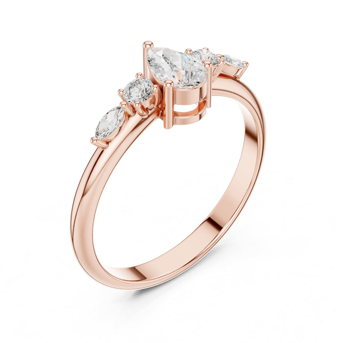 Pear Lab Grown Diamond Side-Stone Engagement Ring rose gold video