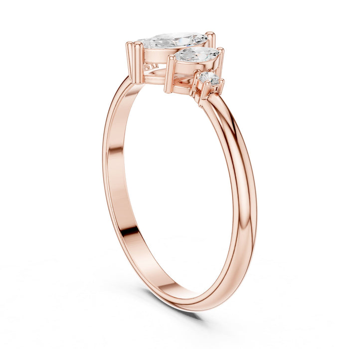 Marquise Lab Grown Diamond Three-Stone Engagement Ring rose gold video