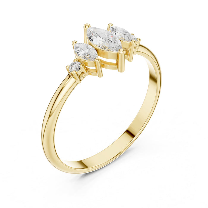 Marquise Lab Grown Diamond Three-Stone Engagement Ring yellow gold video