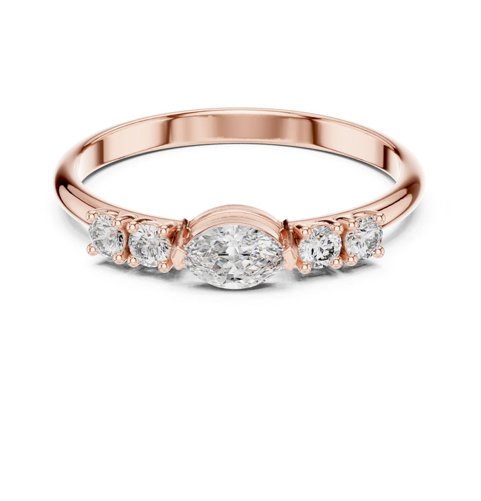 Oval Lab Grown Diamond Side-Stone Engagement Ring rose gold video