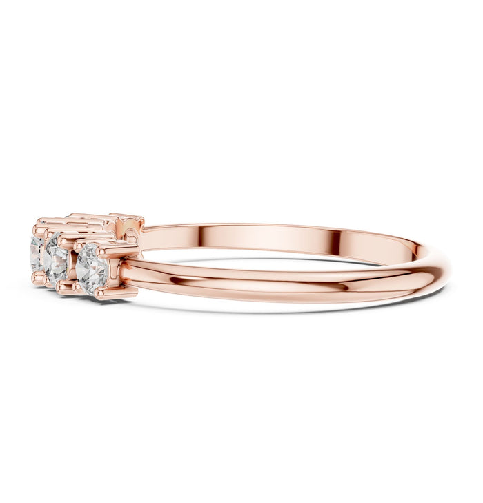 Round Lab Grown Diamond Three-Stone Engagement Ring yellow gold video
