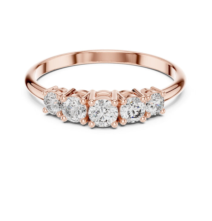 Round Lab Grown Diamond Three-Stone Engagement Ring rose gold video