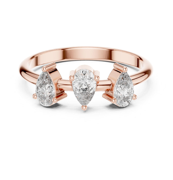 Pear Lab Grown Diamond Three-Stone Engagement Ring rose gold video