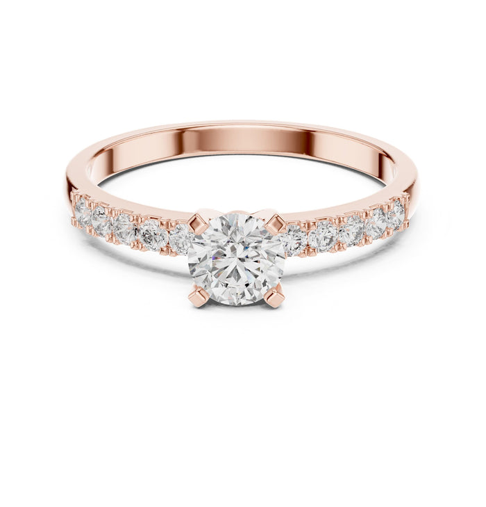 Round Lab Grown Diamond Pave Engagement Ring rose gold video