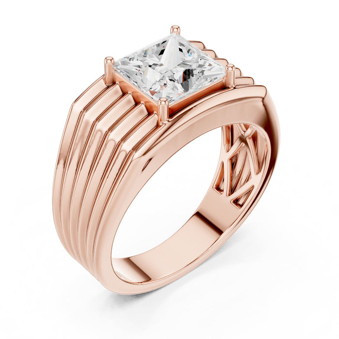 Princess Lab Grown Diamond Side-Stone Engagement Ring rose gold video