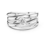Round Lab Grown Diamond Side-Stone Engagement Ring