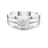 Round Lab Grown Diamond Cathedral Engagement Ring