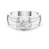 Round Lab Grown Diamond Side-Stone Engagement Ring