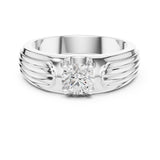 Round Lab Grown Diamond Side-Stone Engagement Ring