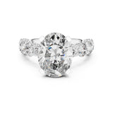 Oval Lab Grown Diamond Side-Stone Engagement Ring