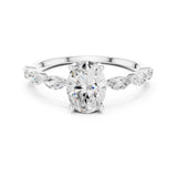 Oval Lab Grown Diamond Side-Stone Engagement Ring