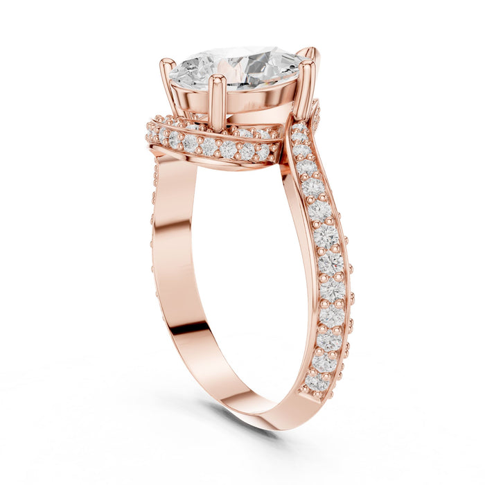 Pear Lab Grown Diamond Halo Engagement Ring yellow gold video