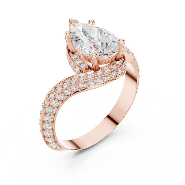 Pear Lab Grown Diamond Halo Engagement Ring rose gold video